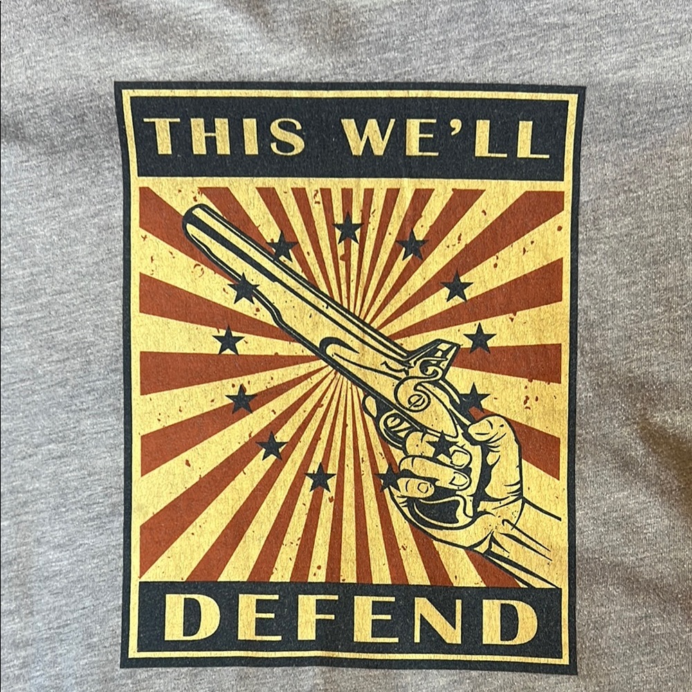 Gray Grunt Style Tee with Gold and Black Design